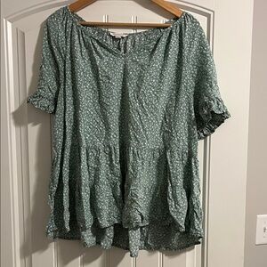 beachlunchlounge Green Floral Blouse